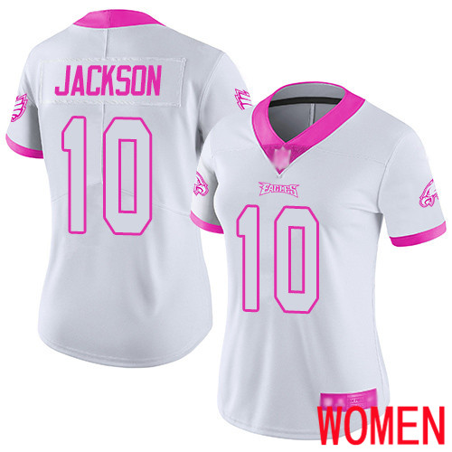 Women Philadelphia Eagles #10 DeSean Jackson Limited White Pink Rush Fashion NFL Football Jersey->youth nfl jersey->Youth Jersey